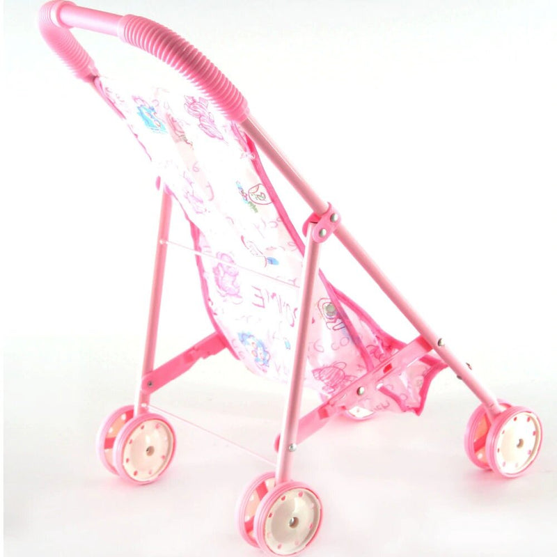 Reborn Baby Kinderwagen rosa Schriftzüge